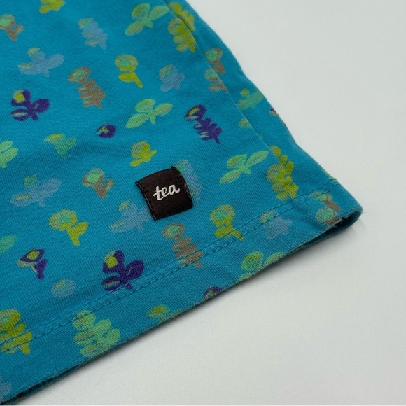 Tea Collection Girls Long Sleeve Mighty Mini Dress 5 Teal Long Sleeve Cotton EUC - Picture 5 of 10